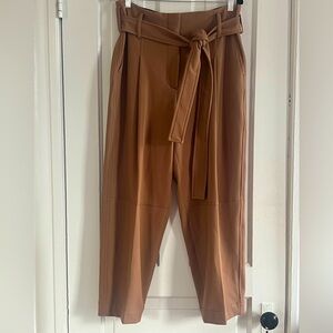 Seventy Venizia Tan Tie-Waist paper bag Trousers